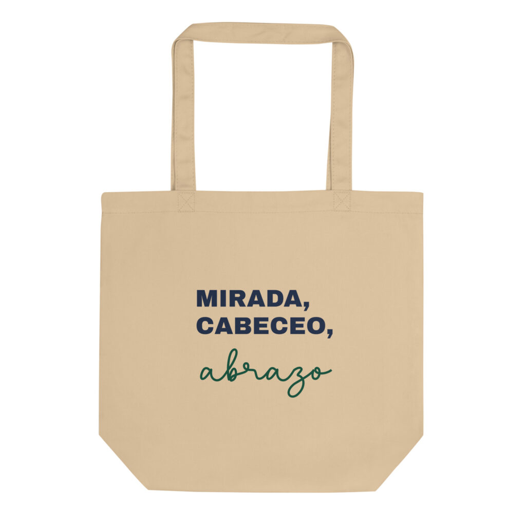 eco-tote-bag-oyster-front-64d8a65db19e8.jpg mirada, cabeceo, abrazo - Bio-Stoffbeutel