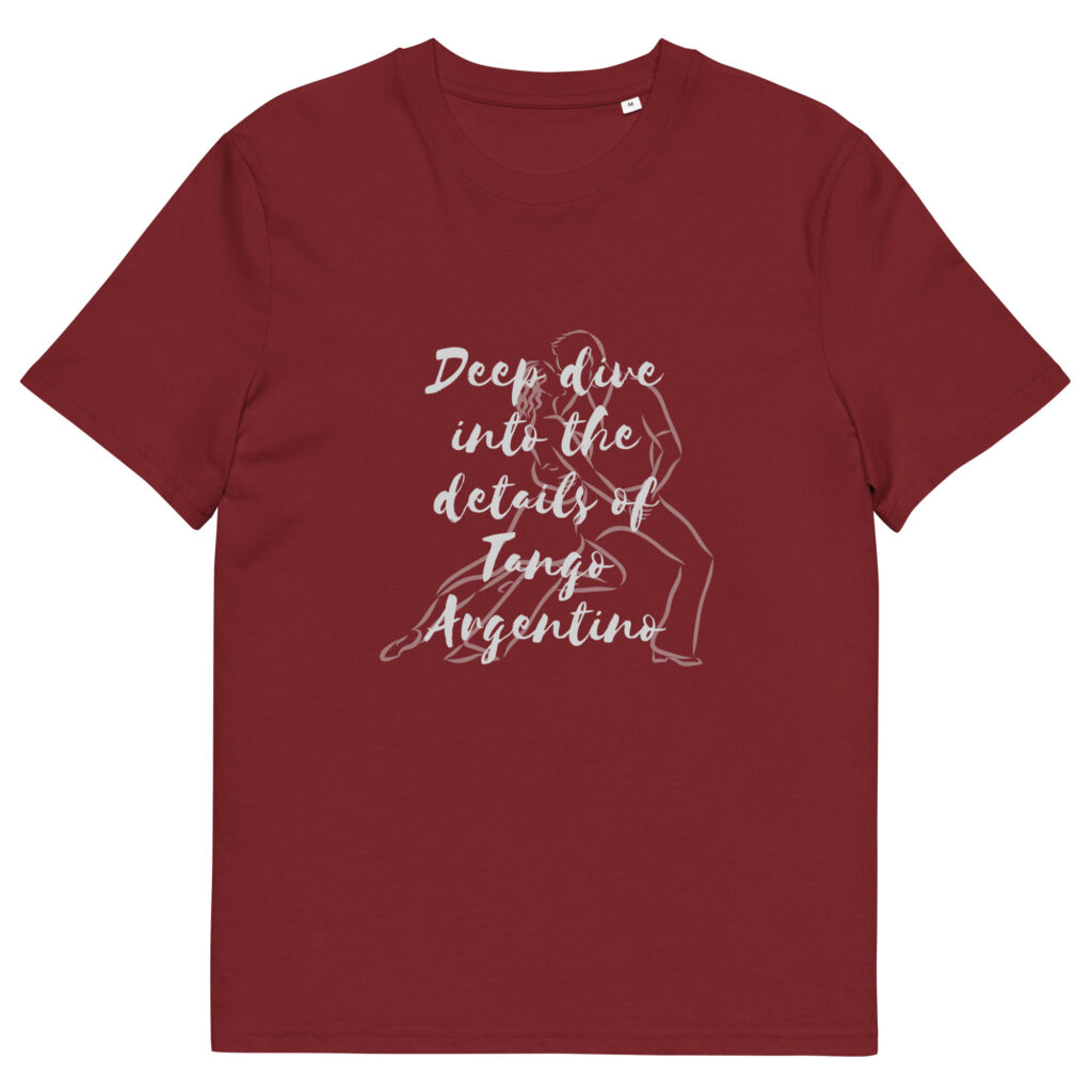 unisex-organic-cotton-t-shirt-burgundy-front-66617cb74643a.jpg Deep Dive - Schrift Hell - Unisex-Bio-Baumwoll-T-Shirt